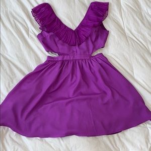 Gorgeous Ruffle & Cutout Purple Skater Dress